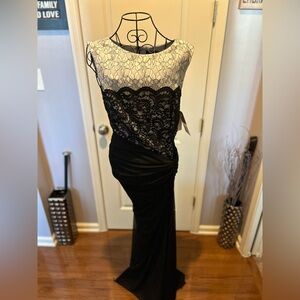 Black & white Betsy & Adam evening dress